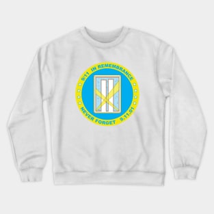 9/11 in Remembrance,  Never Forget, 9.11.01 in Cyan and Yellow Crewneck Sweatshirt